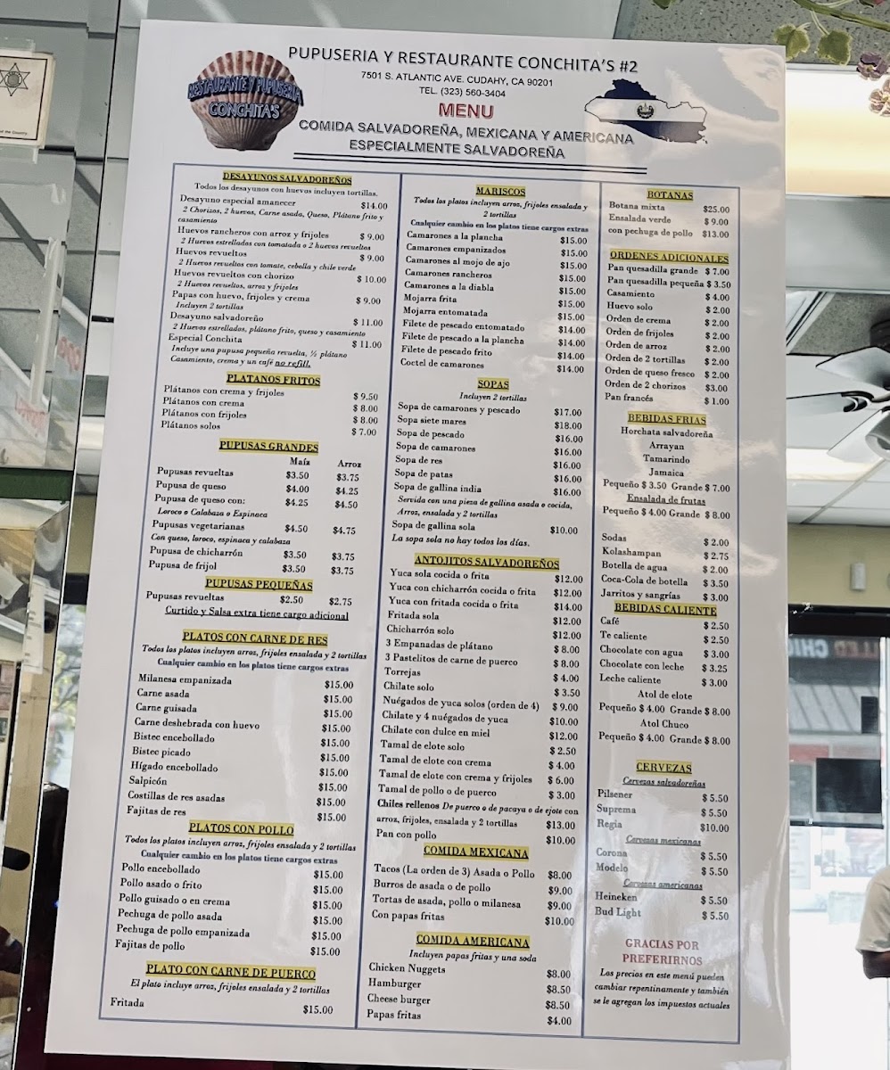 Conchita's # 2 Menu - Image 1